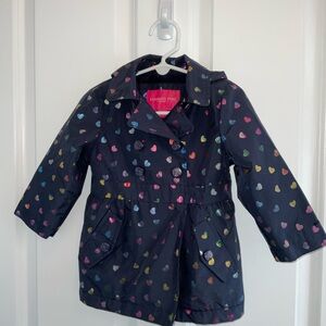 London Fog Girls Hooded  Raincoat with Heart Pattern